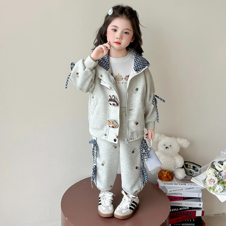 女童秋装拉布布套装新款洋气小女孩中小童连帽卫衣宝宝运动两件套