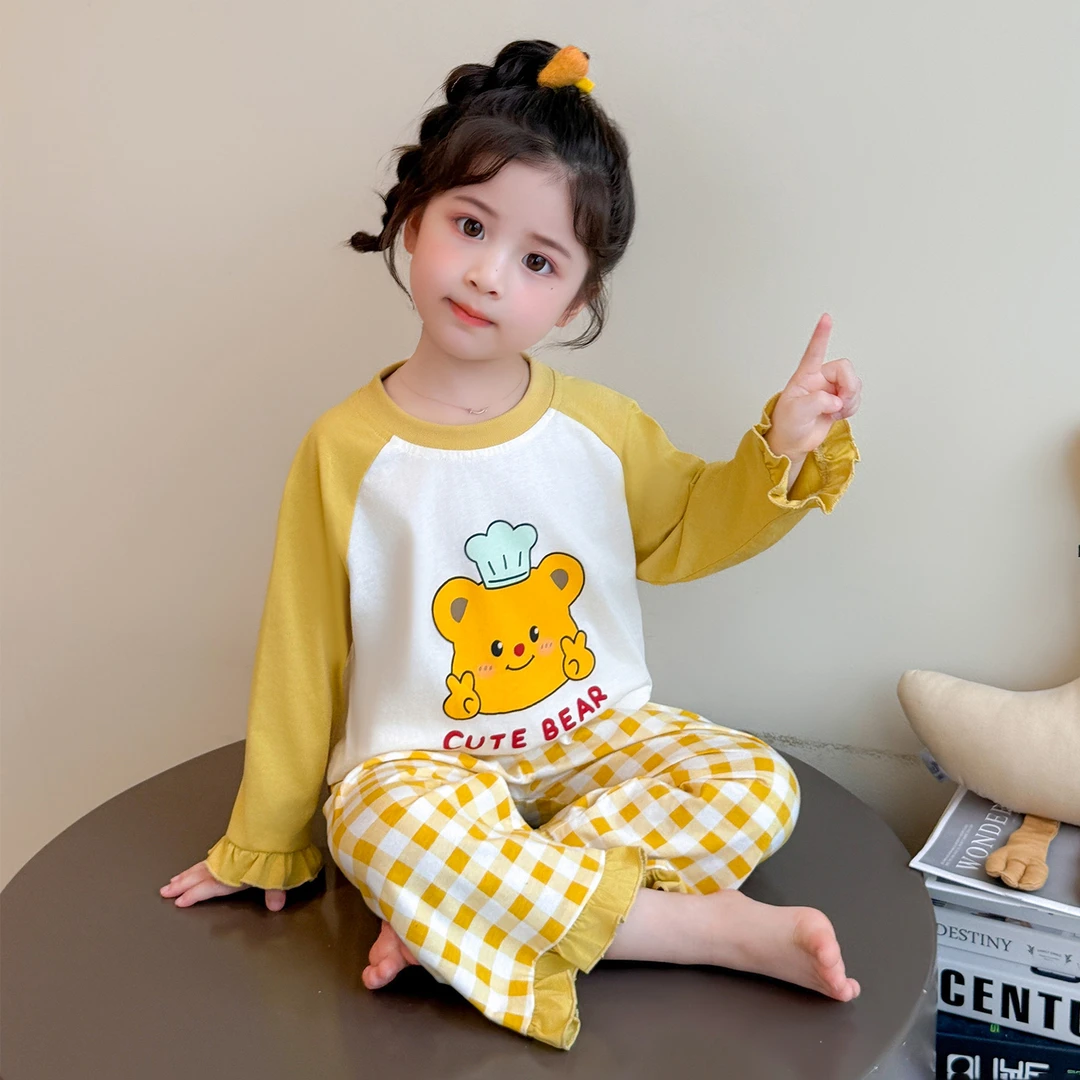 儿童睡衣春秋纯棉卡通套装宝宝秋季长袖小女孩宝宝女童家居服套装