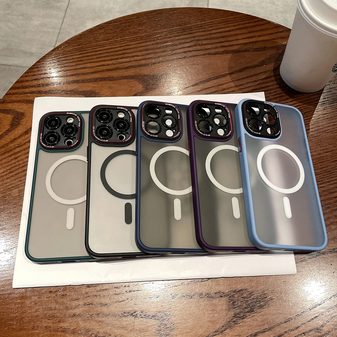 适用苹果手机壳磁吸肤感硅胶软边全包防摔磨砂简约设计