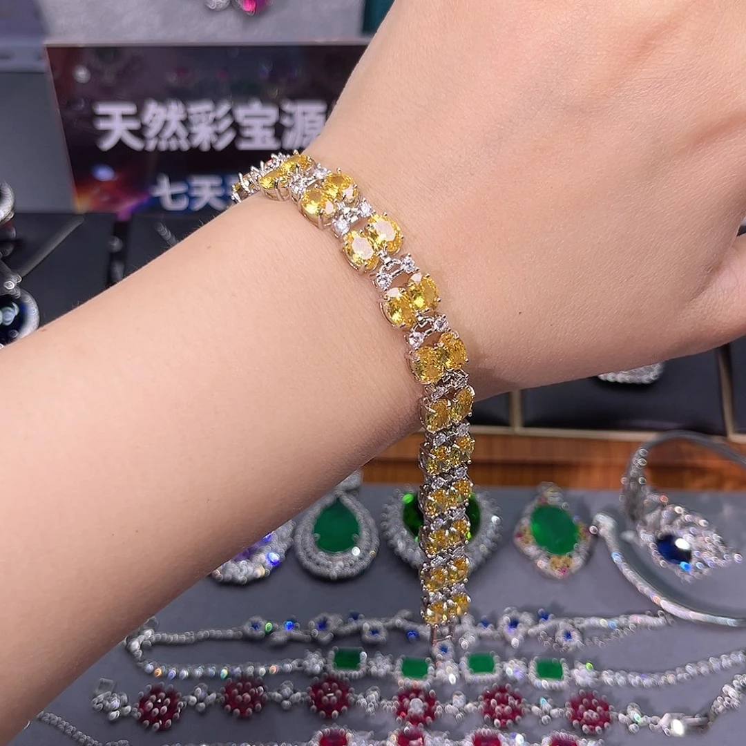 蓝宝石手链银S925镶嵌m 111