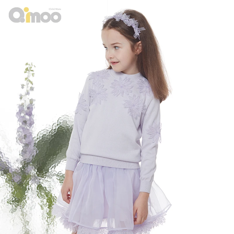 Qimoo/淇木秋季新款女童长袖针织洋气毛衣套头衫QCL1TC136A