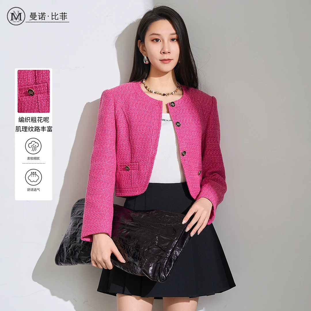 【芊芊专属】春季小香风圆领西装外套上衣MFQG111205