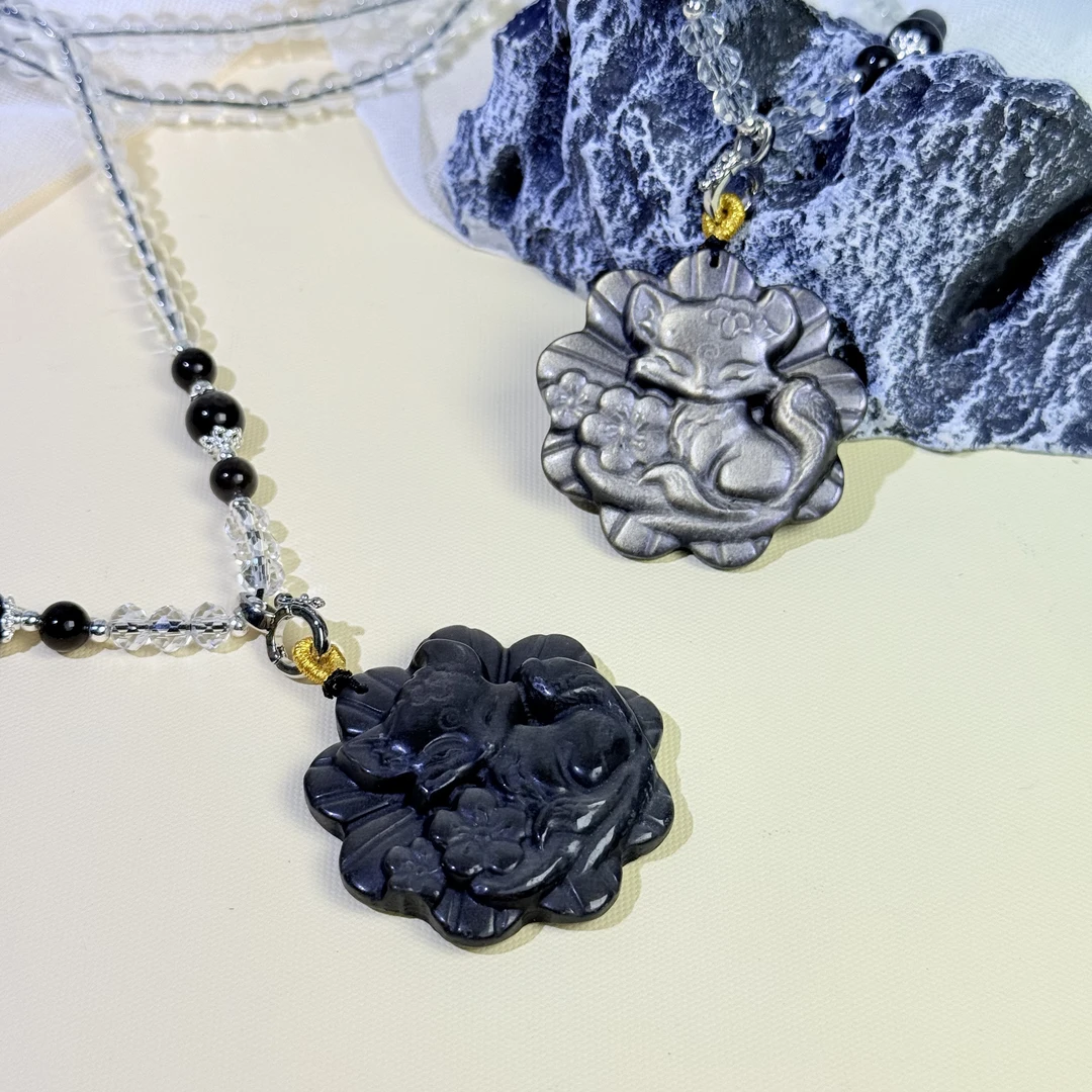 【305 星辉瑞狐】银曜石凤九吊坠琉璃项链面小仙多样性发其一