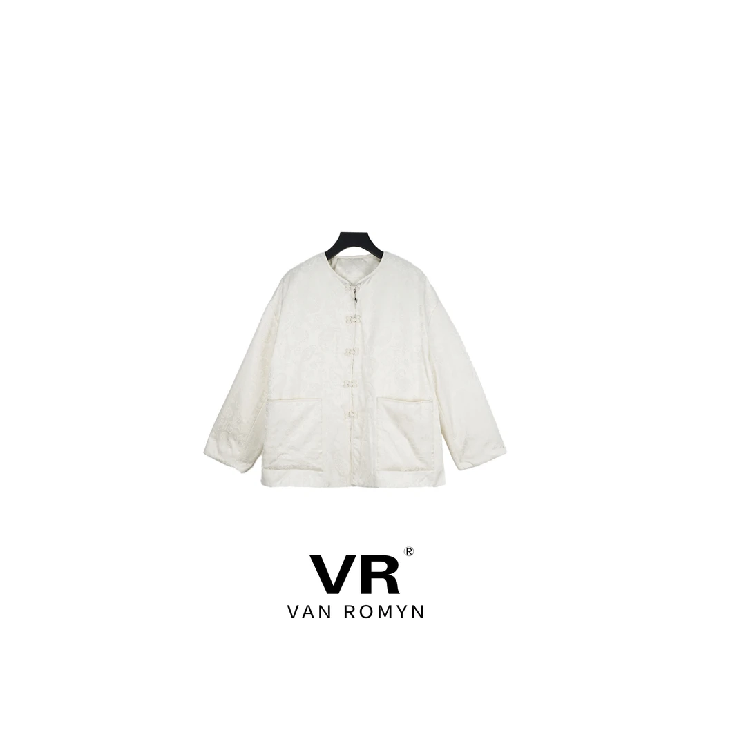【VR莉娜】511154/2025冬季新款桑蚕丝+羊毛内填充山羊绒新中式外套