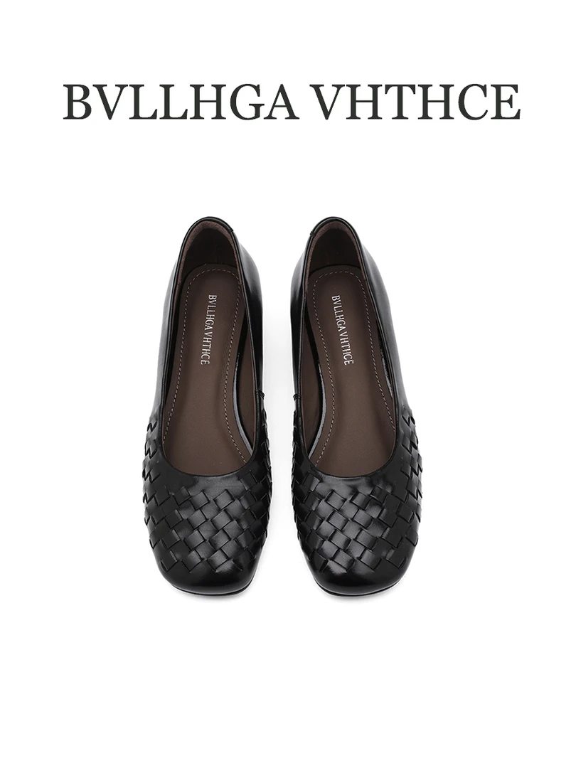BVLLHGA VHTHCE【芯片】新款法式编织时尚气质胎牛女鞋一脚蹬8801