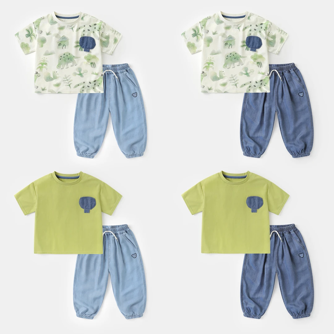 【小恐龙短袖套装】男童潮短袖防蚊裤套装童装夏季宝宝洋气UZN067