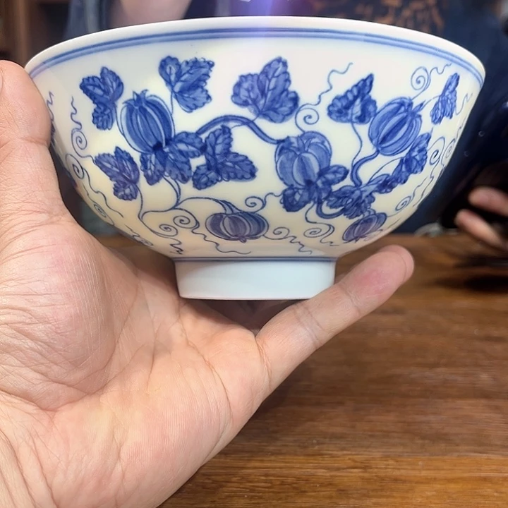 摆件景德镇青花瓜果纹碗