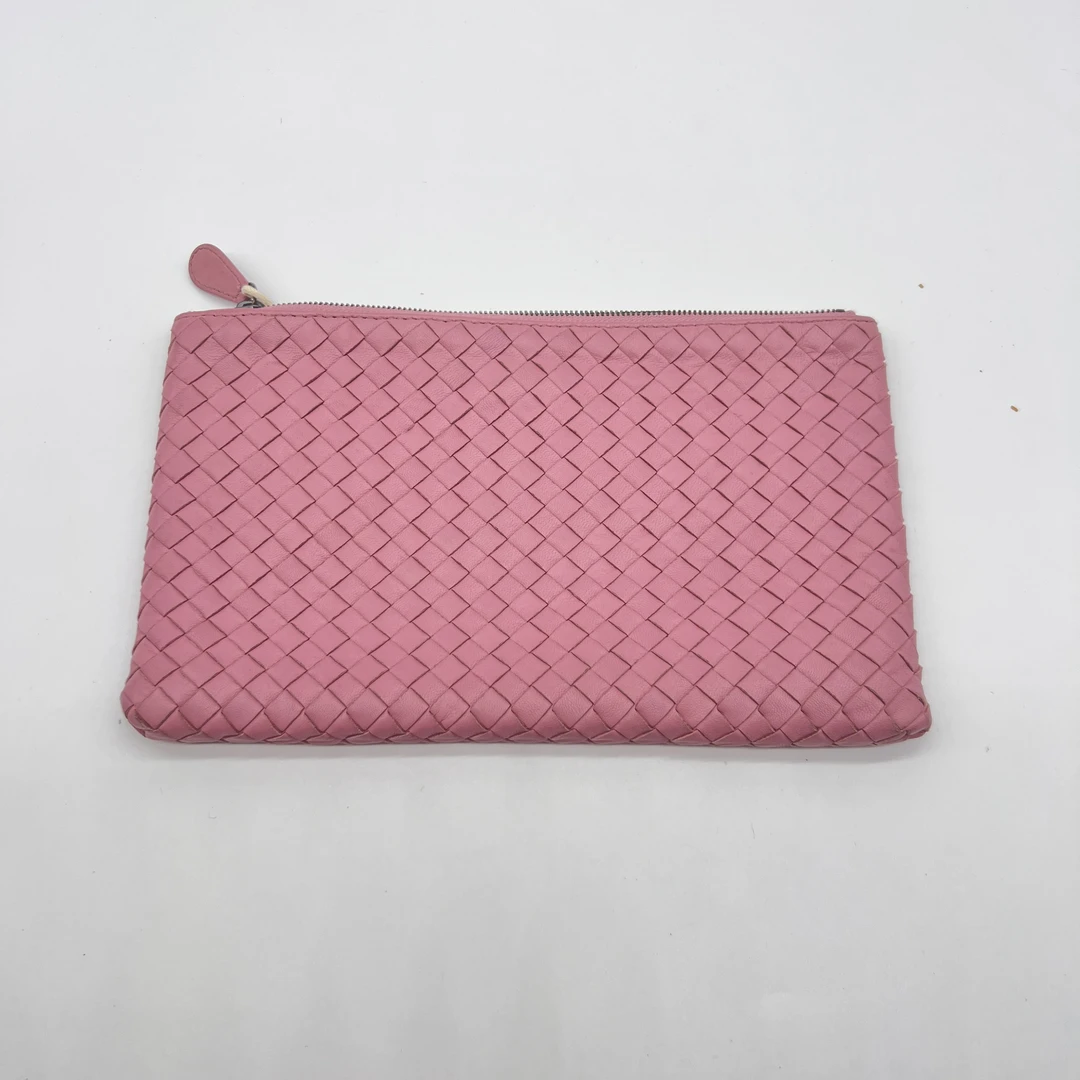 95新 BOTTEGA VENETA/葆蝶家 葆蝶家粉色手拿包洗漱包