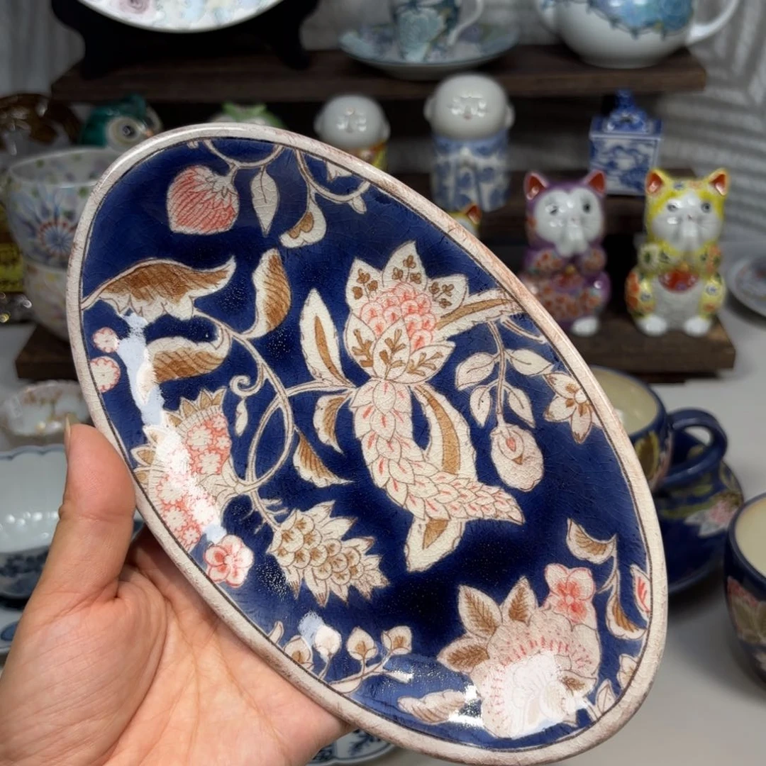 瓷稻积佳谷 椭圆盘。