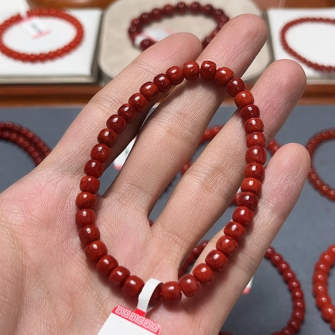 南红玛瑙未镶嵌手链6mm原矿火焰纹