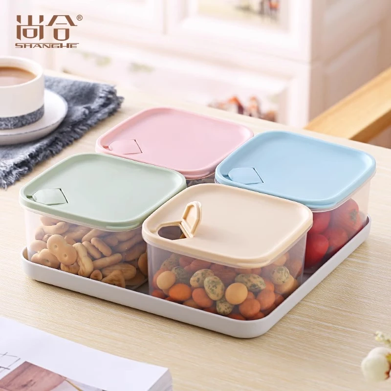 客厅密封分格糖果盒带盖干果盘糖果盘零食