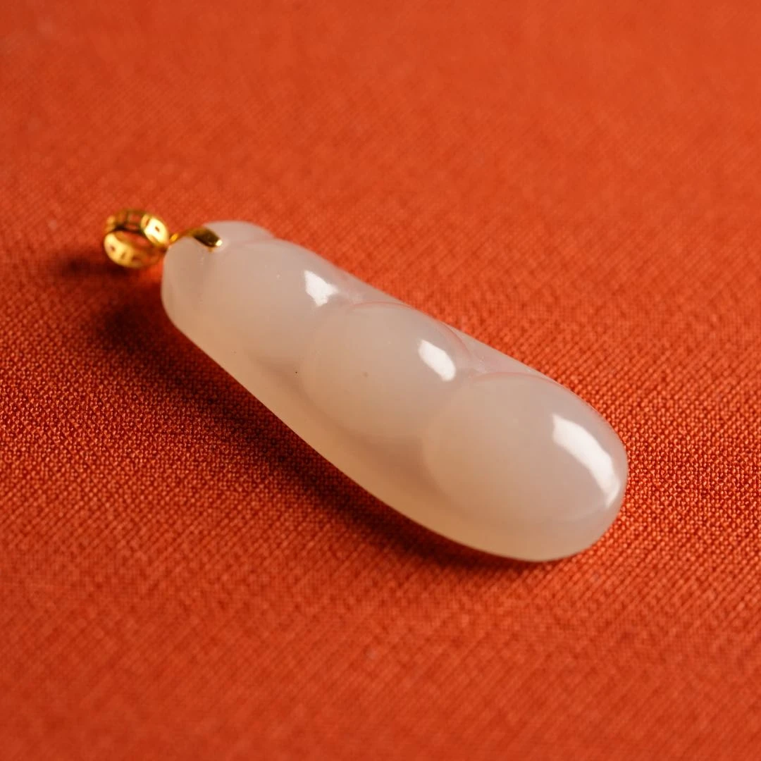 【初见珠宝】18K金和田玉吊坠21-1C350X155【多样性发一件】11*27mm+