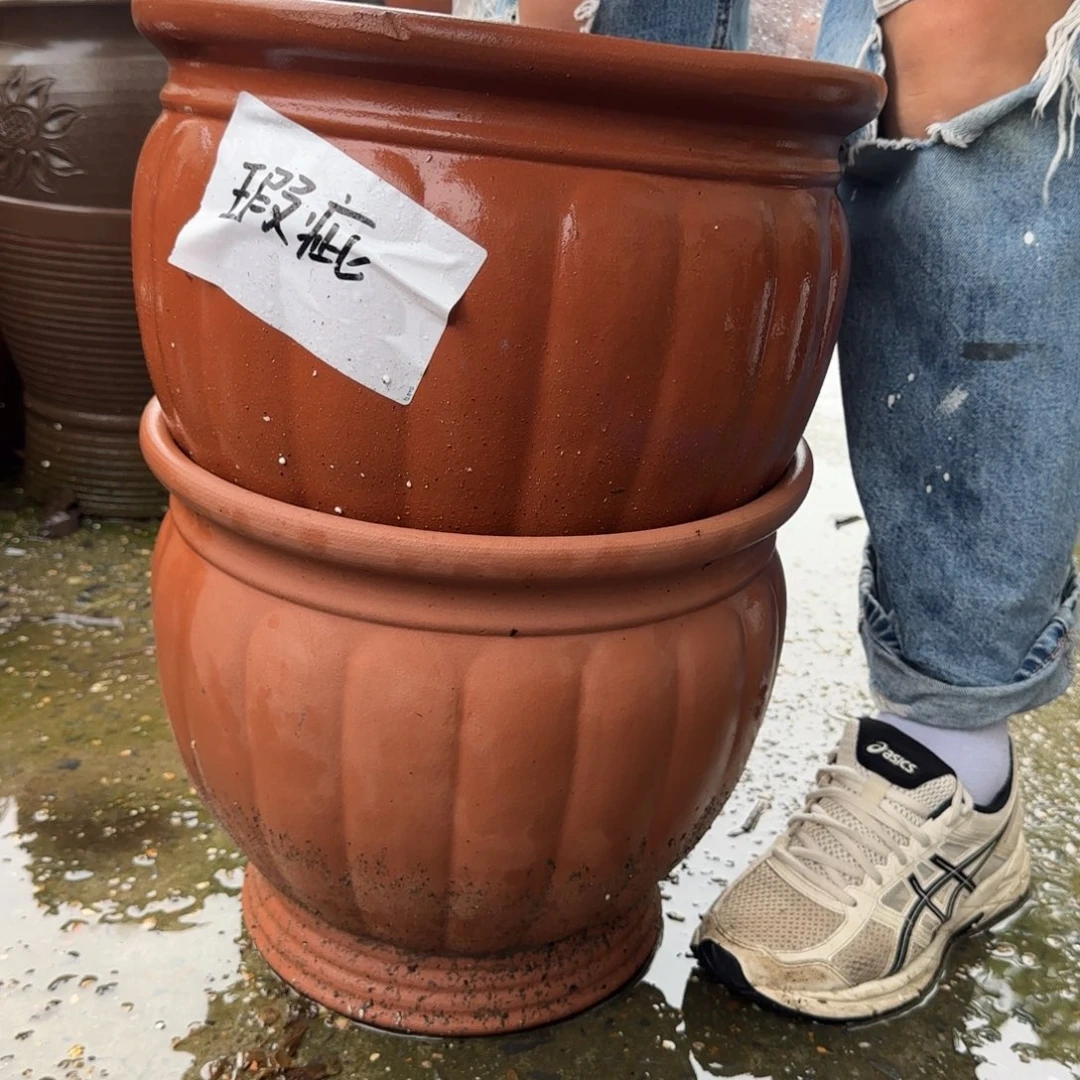 紫砂花盆口35高30宜兴紫砂瑕疵粗糙