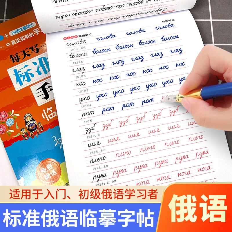 标准俄语手写体临摹字帖每天写一点俄文初学者字母常用单词练字帖
