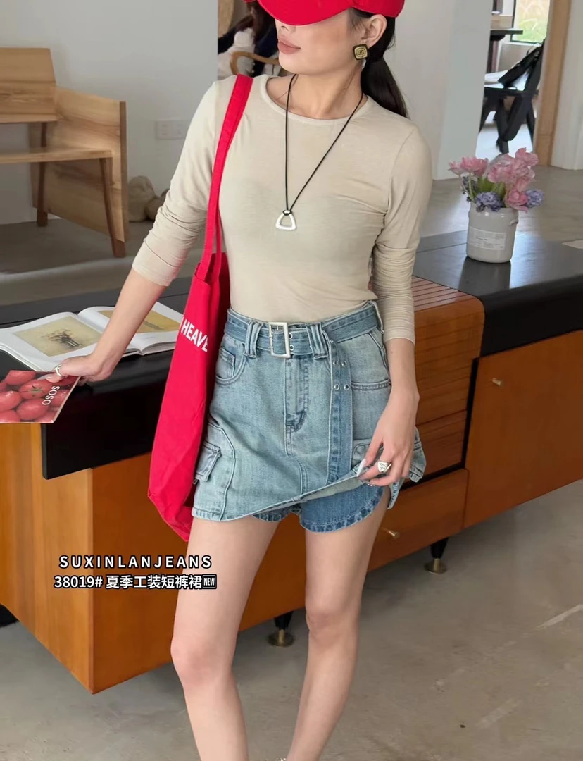 高腰显瘦工装牛仔裙气质百搭A字牛仔半身裙短款裙裤