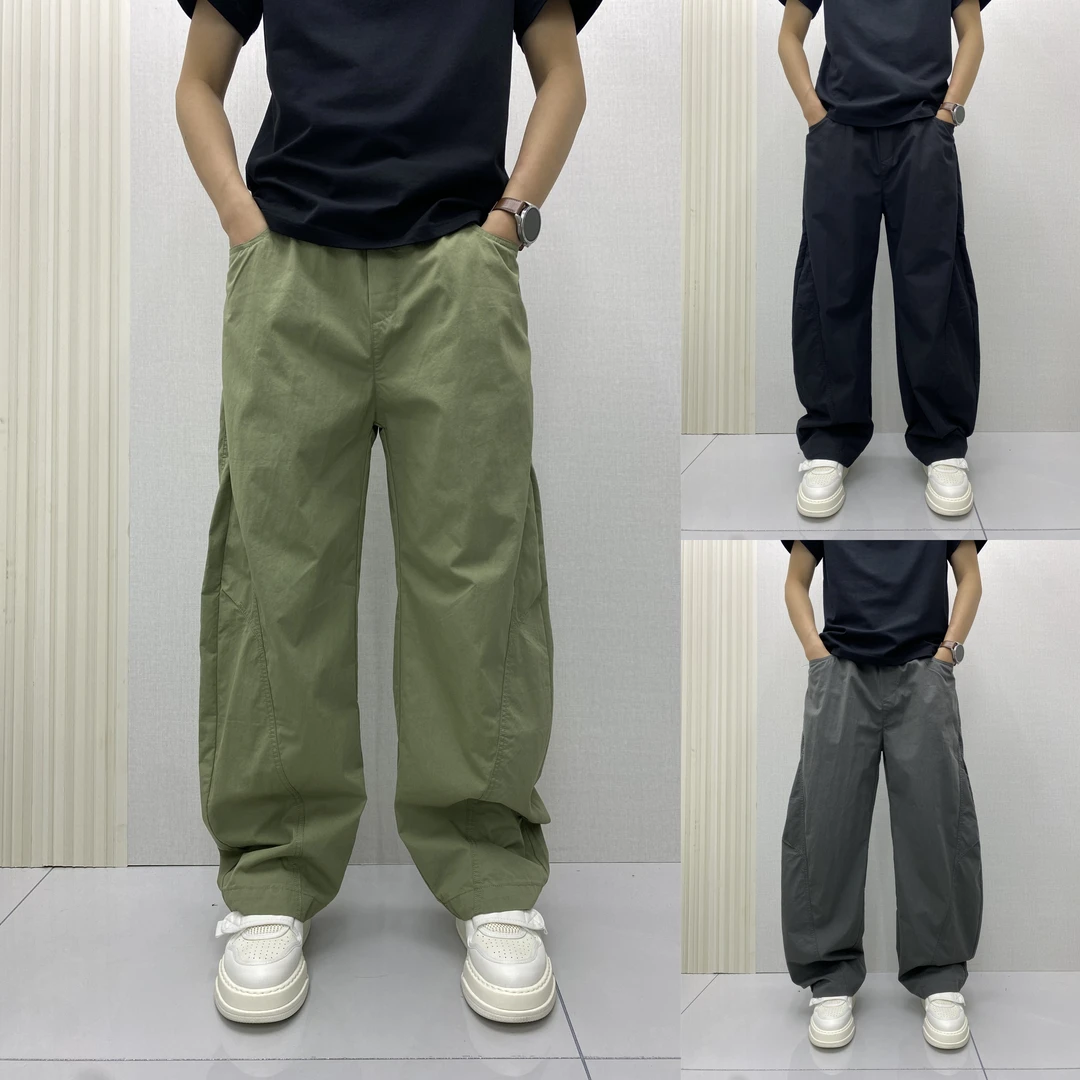 2025时尚弯刀休闲裤新款男士潮流百搭宽松阔腿工装阔腿裤弯刀裤