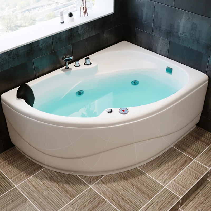 艾吉诺三角浴缸家用扇形成人恒温按摩 智能浴池弧形转角迷你日式