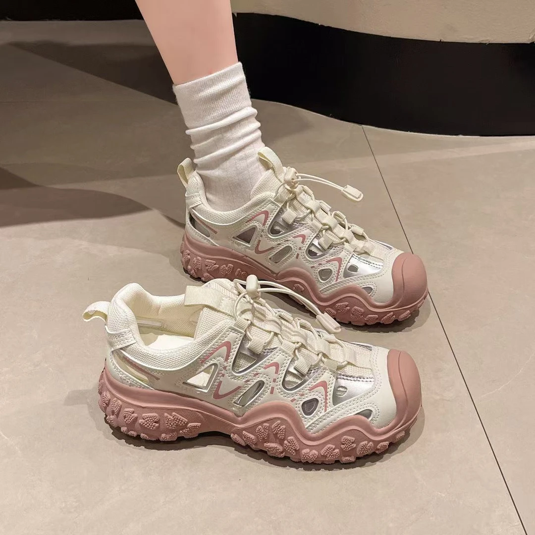 A1927 厚底网面女2025秋季新款防滑登山徒步鞋户外运动休闲鞋