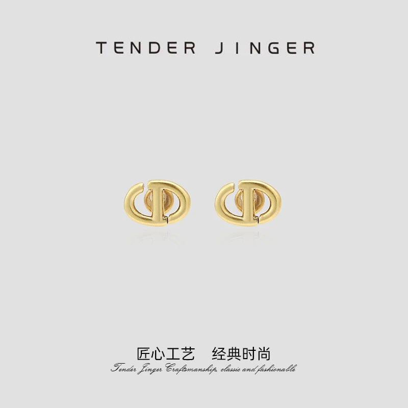 Tender Jinger 合金耳饰 复古简约风字母耳饰轻奢时尚百搭