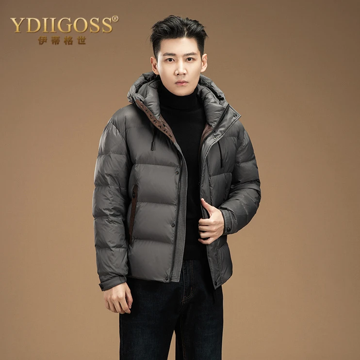YDIIGOSS休闲羽绒服男冬季新款加厚保暖面包服商务休闲连帽中青年