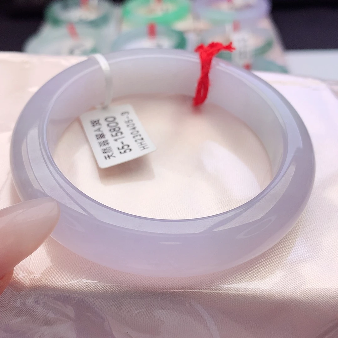 未镶嵌手镯翡翠天然A货翡翠55-56冰胶樱花粉果冻胶底15号
