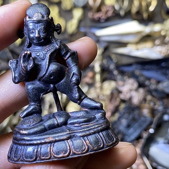 紫铜黑財大摆件小微瑕