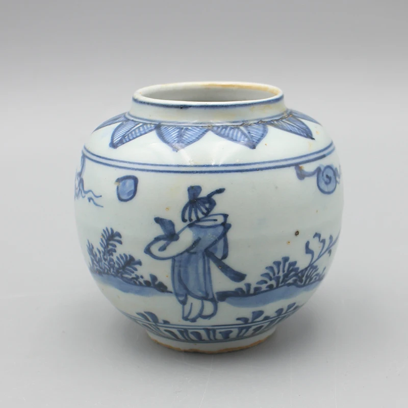 5173瓷器-青花人物罐