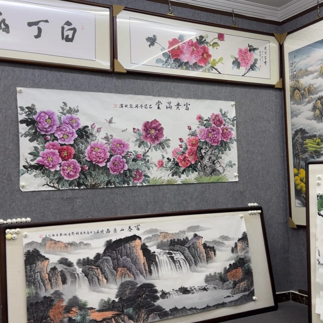国画花开富贵六尺画芯178×69