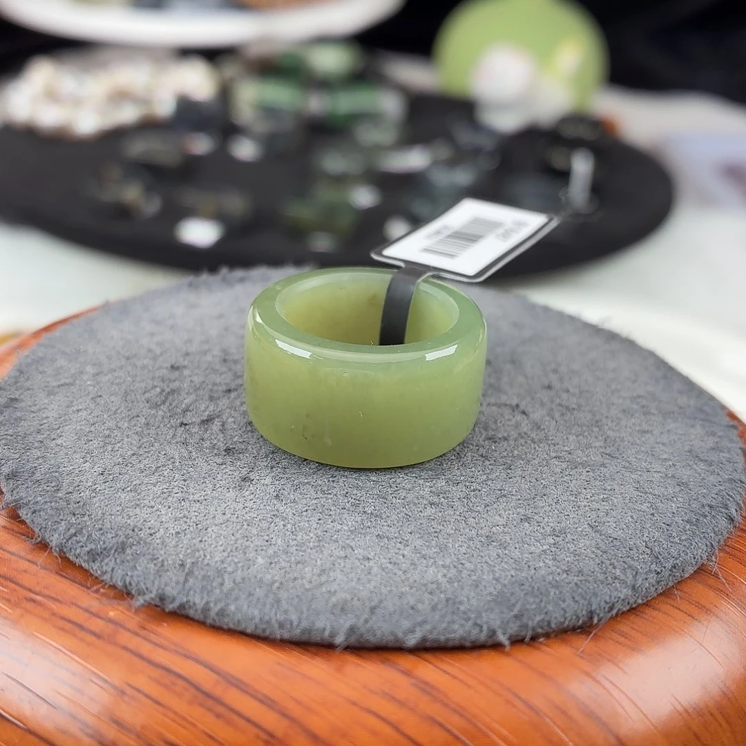 和田玉未镶嵌戒指b52绿圆切16.5不退换