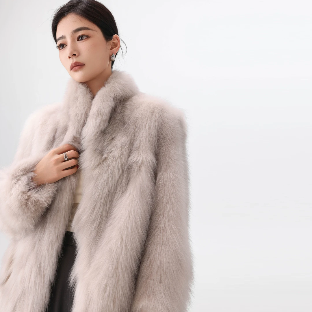 ruandai/阮黛‘’首尔月光‘’进口狐狸毛整皮外套休闲减龄短外套
