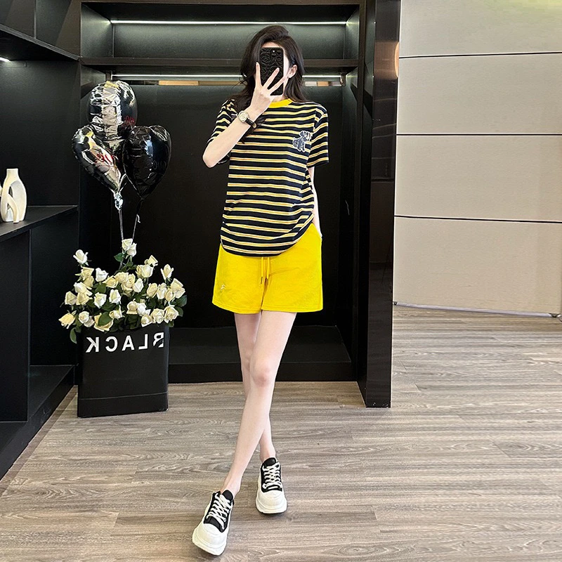 卡苜3172夏季网红宽松显瘦洋气休闲运动短裤套装女时尚潮流百搭