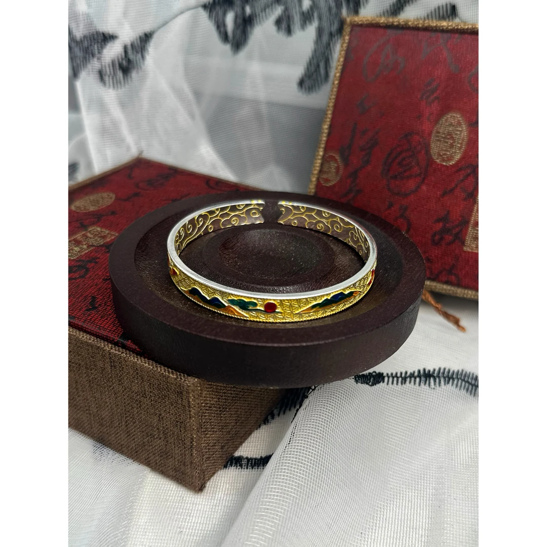 足银手镯 999.9【S203】 25g 千里红日手镯经典百搭手工时尚复古