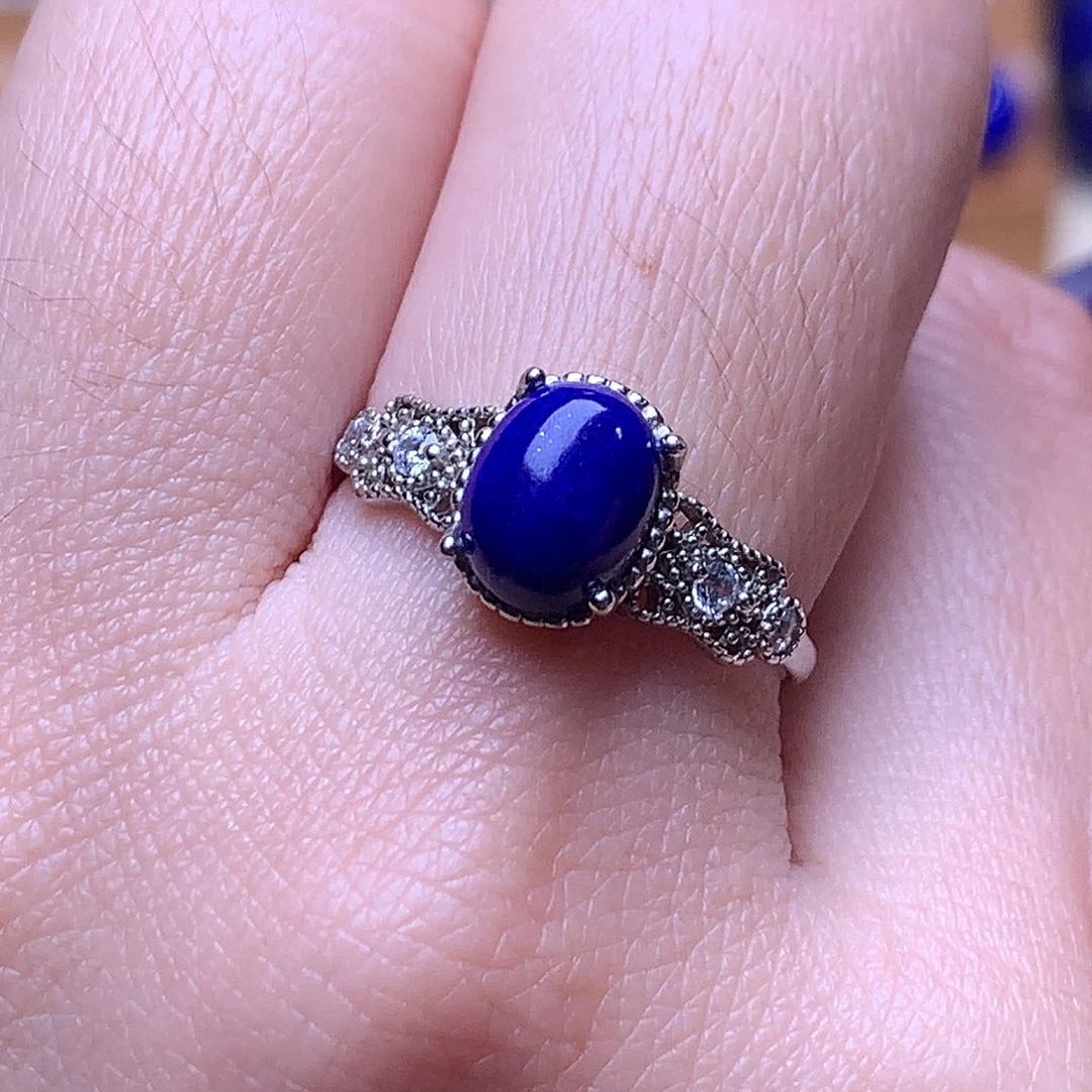 青金石银S925镶嵌戒指