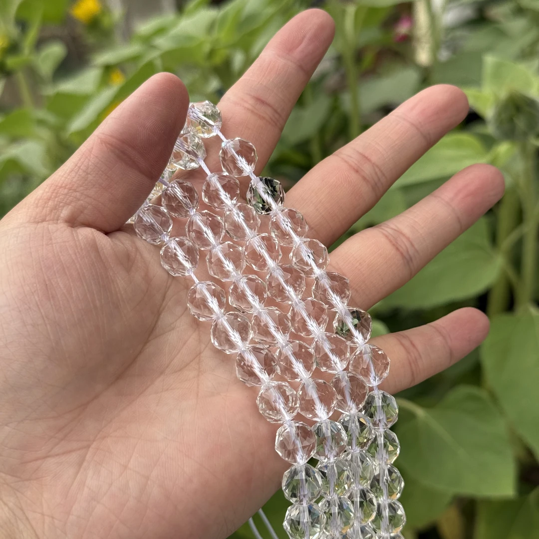 【爆闪-钻石切割面】纯天然10mm36颗左右双A白水晶半成品多样性发一