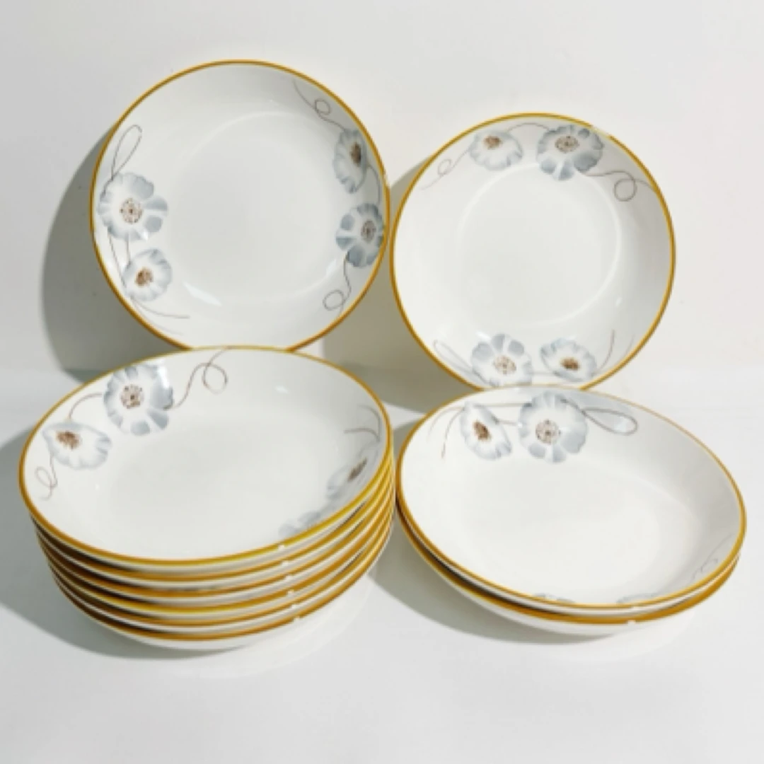 10个装7英寸陶瓷岁月静好盘子圆盘餐盘新款家用菜盘轻高颜值餐具