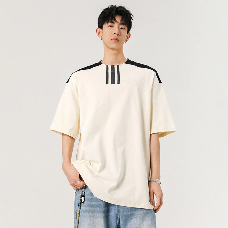 HN潮牌-宽松男士纯棉潮流短袖春夏季T恤百搭休闲圆领时尚简约情侣