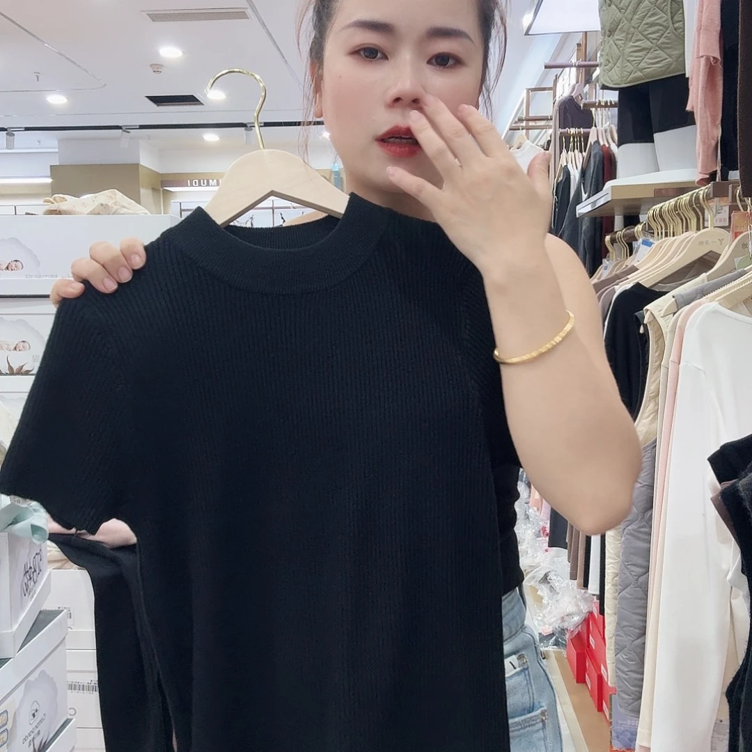 棉A103黑色短毛衫打底