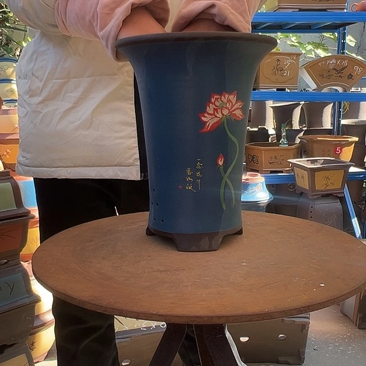 蓝色大号一念花开花盆花盆