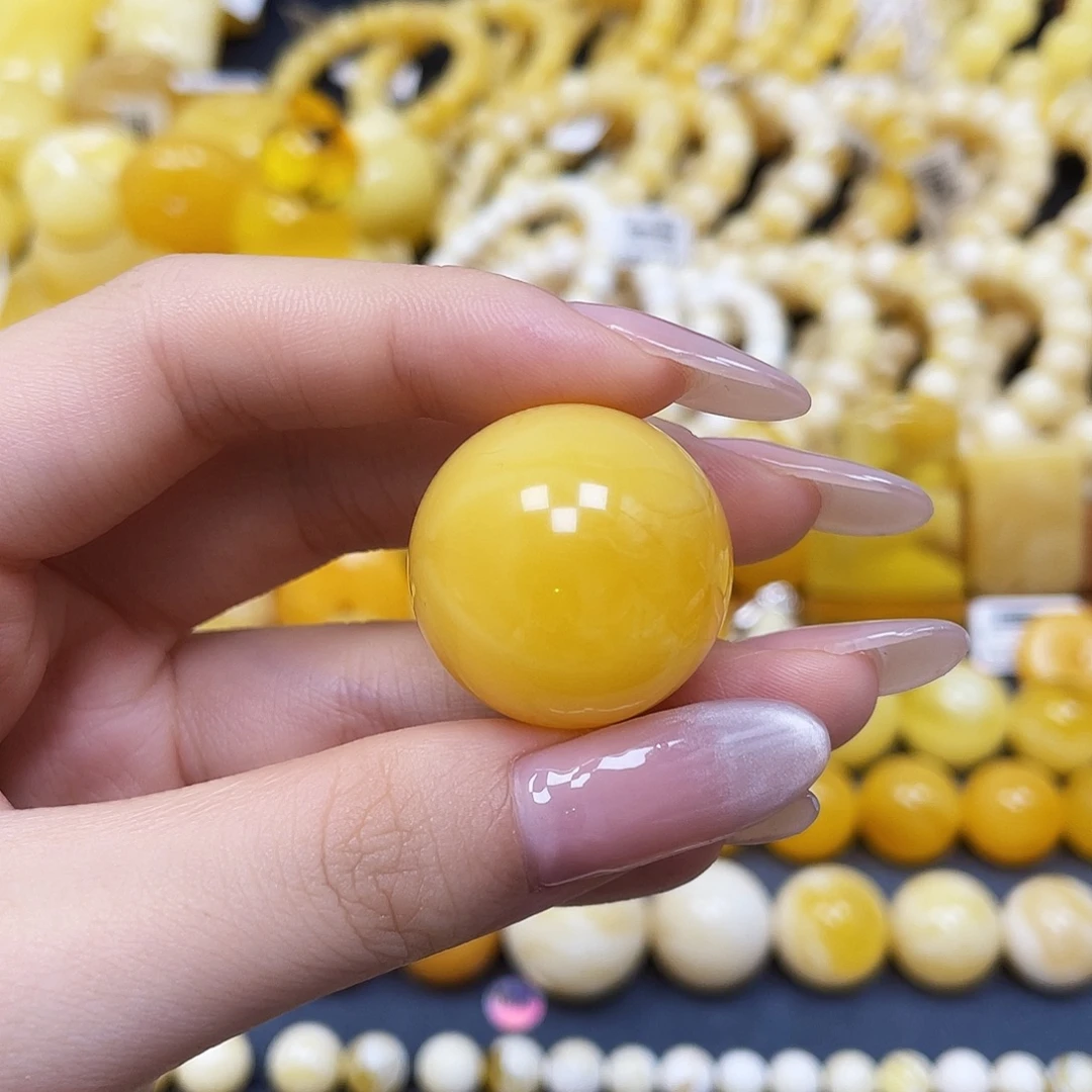 蜜蜡未镶嵌裸石圆珠25.8mm