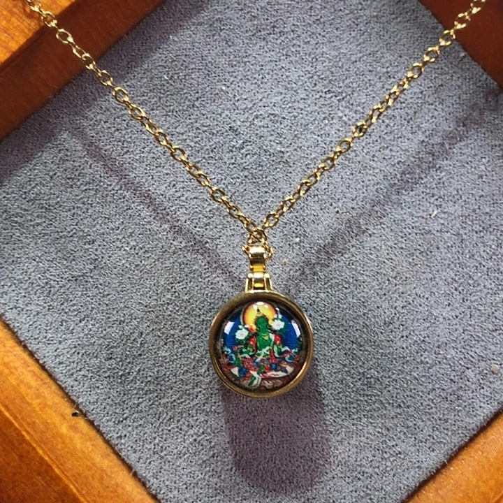 亚克力铜合金绿度母吊坠