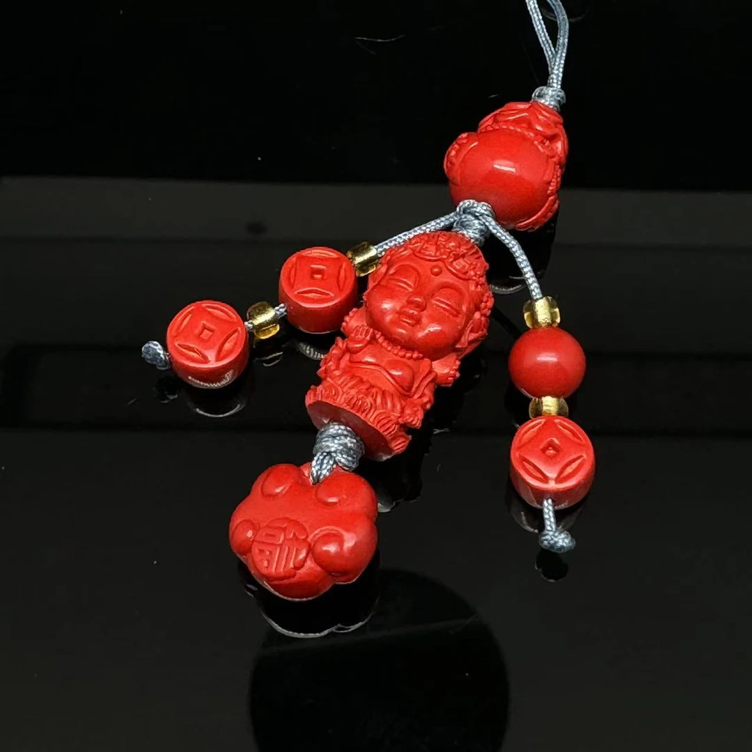 含辰砂工艺品B0622GMD450精品朱砂度母手机链