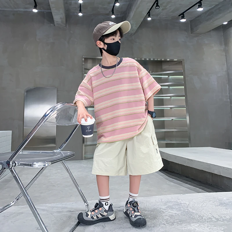 男童夏装套装2025新款中大儿童夏季短袖短裤男孩夏款衣服帅气时髦