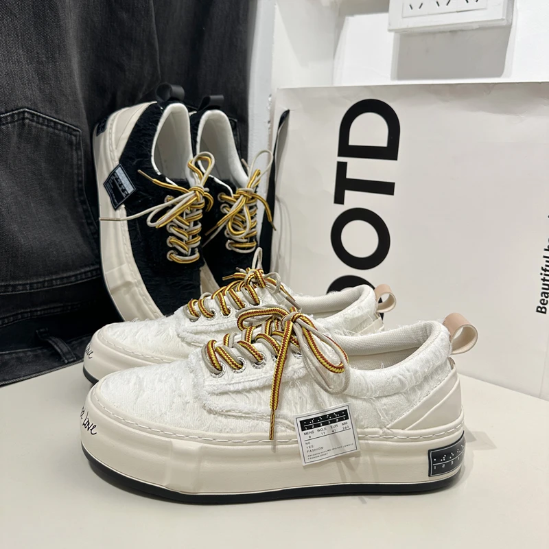 2025新款鞋子潮鞋百搭厚底增高板鞋男士时尚爆款小白鞋休闲帆布鞋