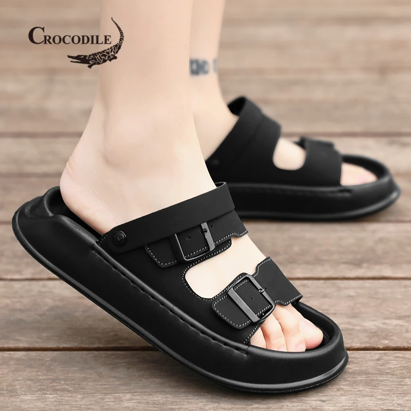 鳄鱼恤勃肯凉鞋男夏季外穿开车两用拖鞋男士厚底防滑越南沙滩凉拖