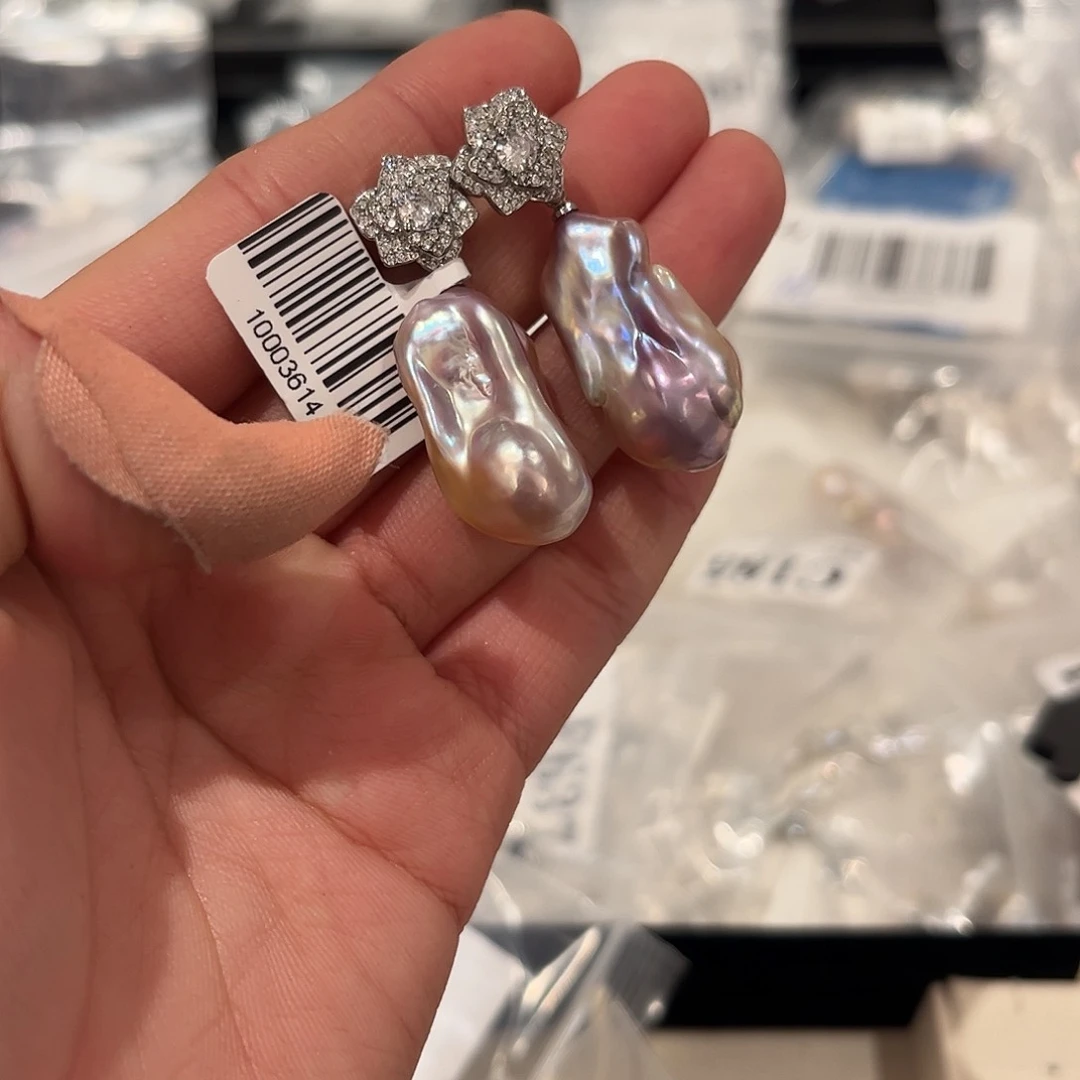 淡水珍珠耳饰合金