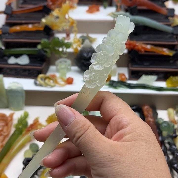 未镶嵌蛇纹石玉岫玉发簪