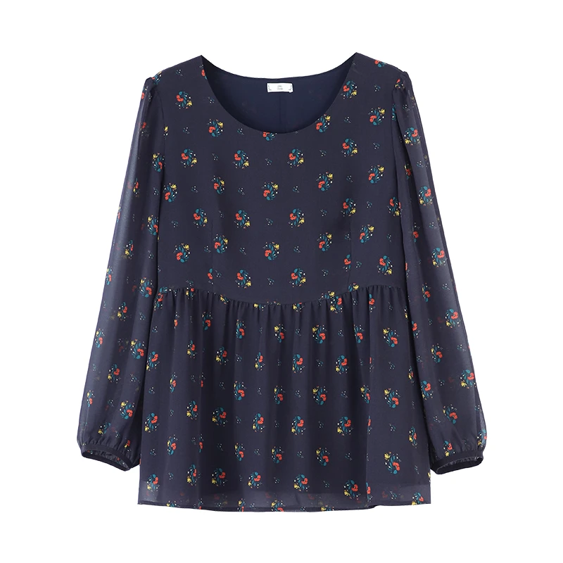 苏兰诺秋季新款大码女装碎花高级优雅宽松遮肉时尚修身上衣ZB7664