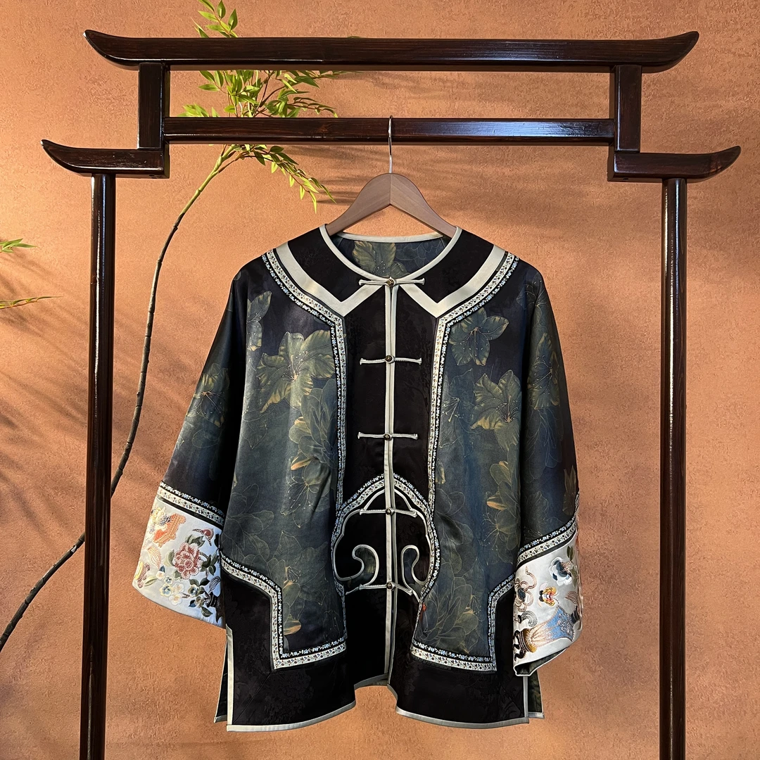 福熹『天香』新中式国风女重缎桑蚕丝香云纱圆领中襟中国风复古外套