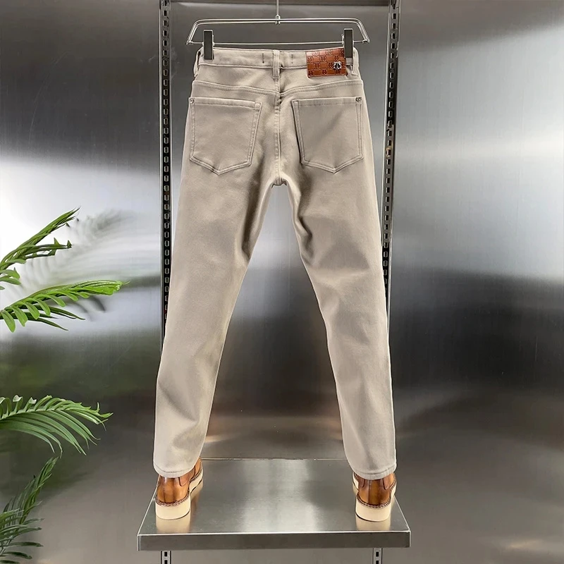 2024年高档九分牛仔裤男士弹力春季米其色高端男士款修身