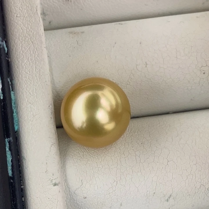 未镶嵌海水珍珠裸珠13-14mm近正圆金珠